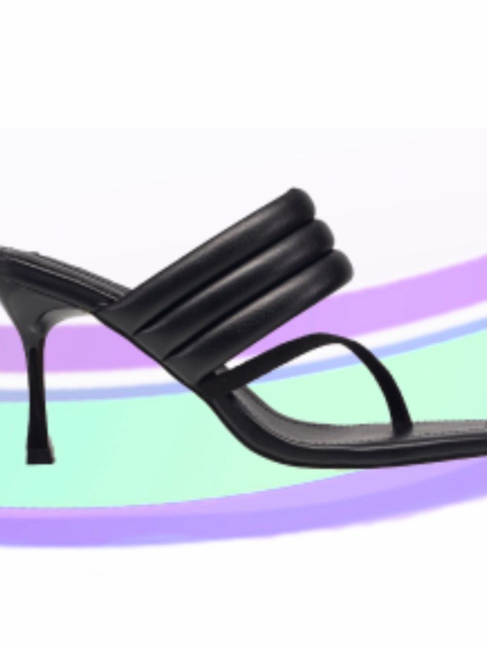 French Connection Black Quilted Strap Stiletto Sandal